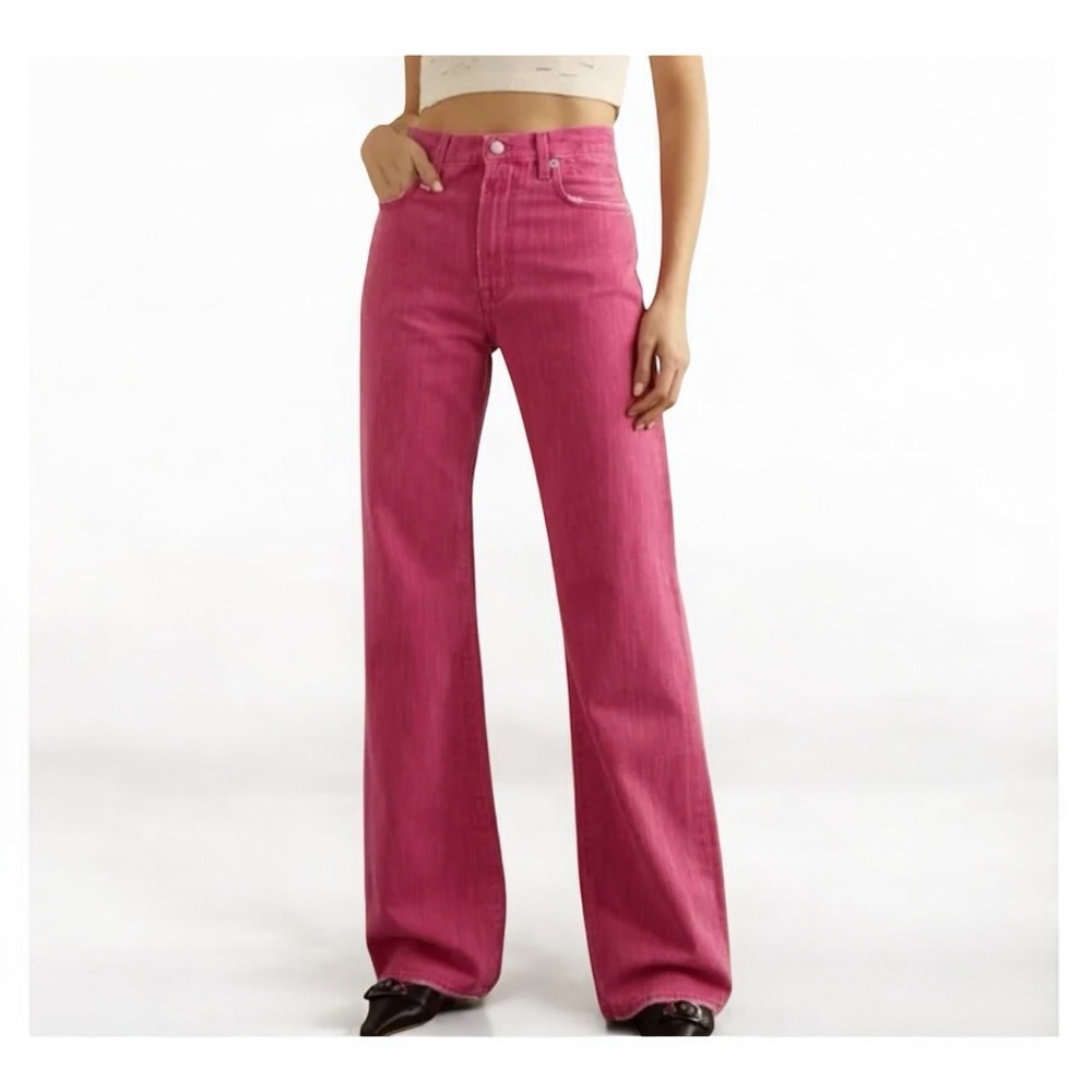 R13 Jane Jeans High Rise Straight Wide Leg in Vivid Pink